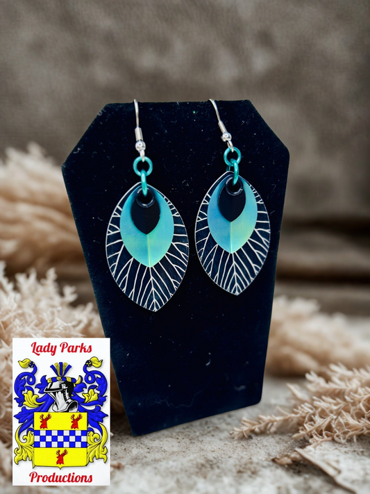 Laser Engraved Black Scale Earrings